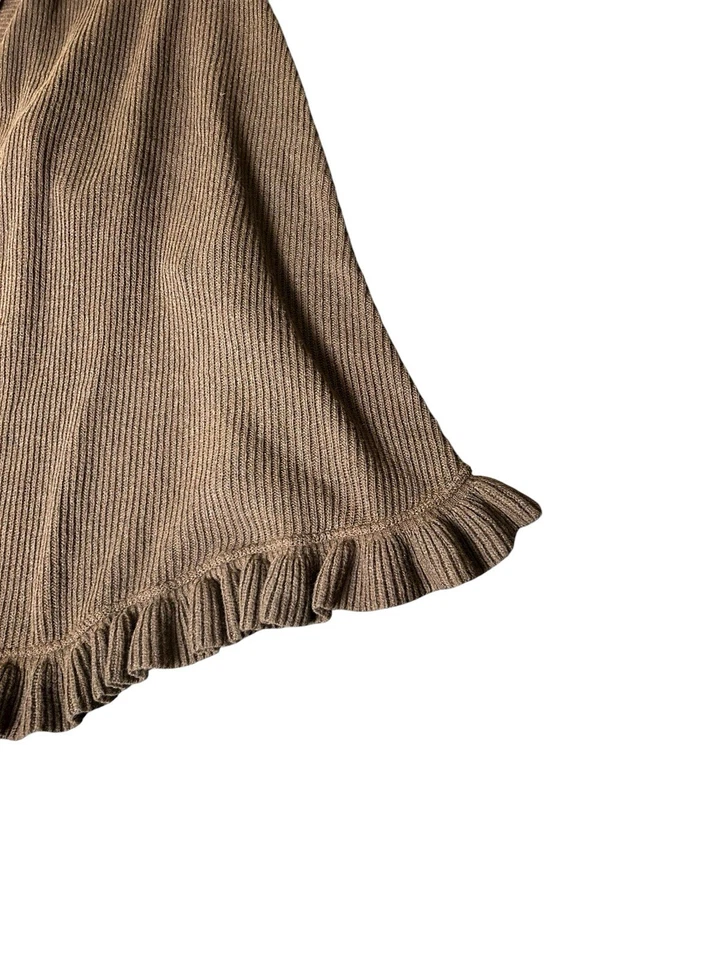 Mantón suave tejido Nordstrom mezcla lana topper mujer talla única marrón volantes ribete Foto 4 de 4