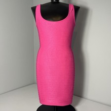 Bebe Pink Cutout Back Shine Bodycon Dress/Top Women M/L Stretchy Party ClubWear
