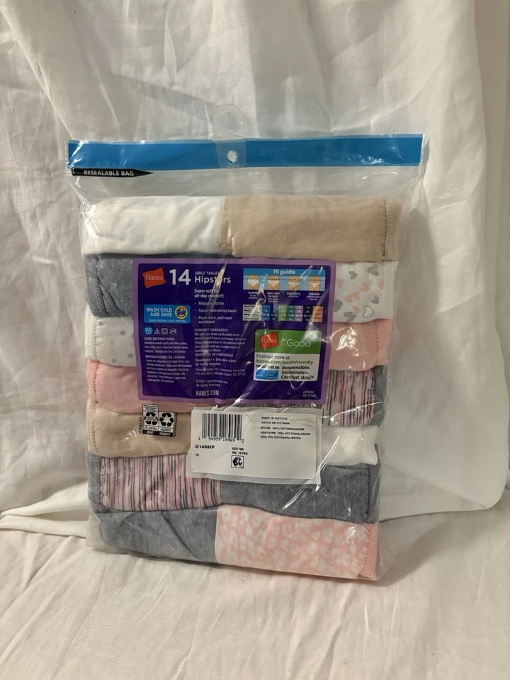 New Hanes Girls Tagless 14 Hipsters Underwear SIZE 10 SKU WR26 - Image 2 of 2