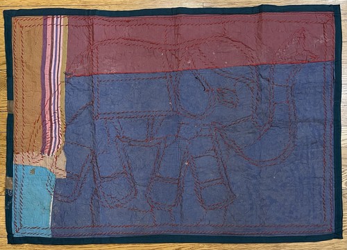 Vintage Rajasthani Patchwork Tapestry India Elephant Embroidered Metallic 36x25” - Picture 5 of 6