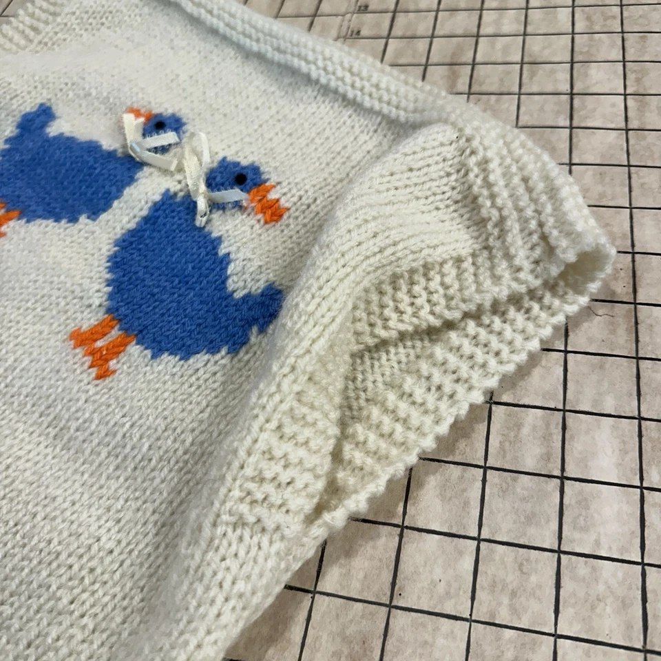 Verdadero Lote Chaleco Suéter Vintage Intarsia Gato Pato Liguero Puntada Años 60 70 Niños Bebé Foto 4 de 4