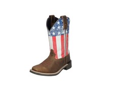 Smoky Mountain Western Boots Boys Old Glory Brown Distress 3512C