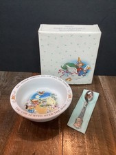 New Vtg 1984 Avon Baby's Keepsake Spoon Bowl Set Mother Goose Hey diddle diddle