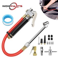 Tire Pressure Gauge Inflator 10-120 Psi Dual Head Air Chuck With Valve Tool Set