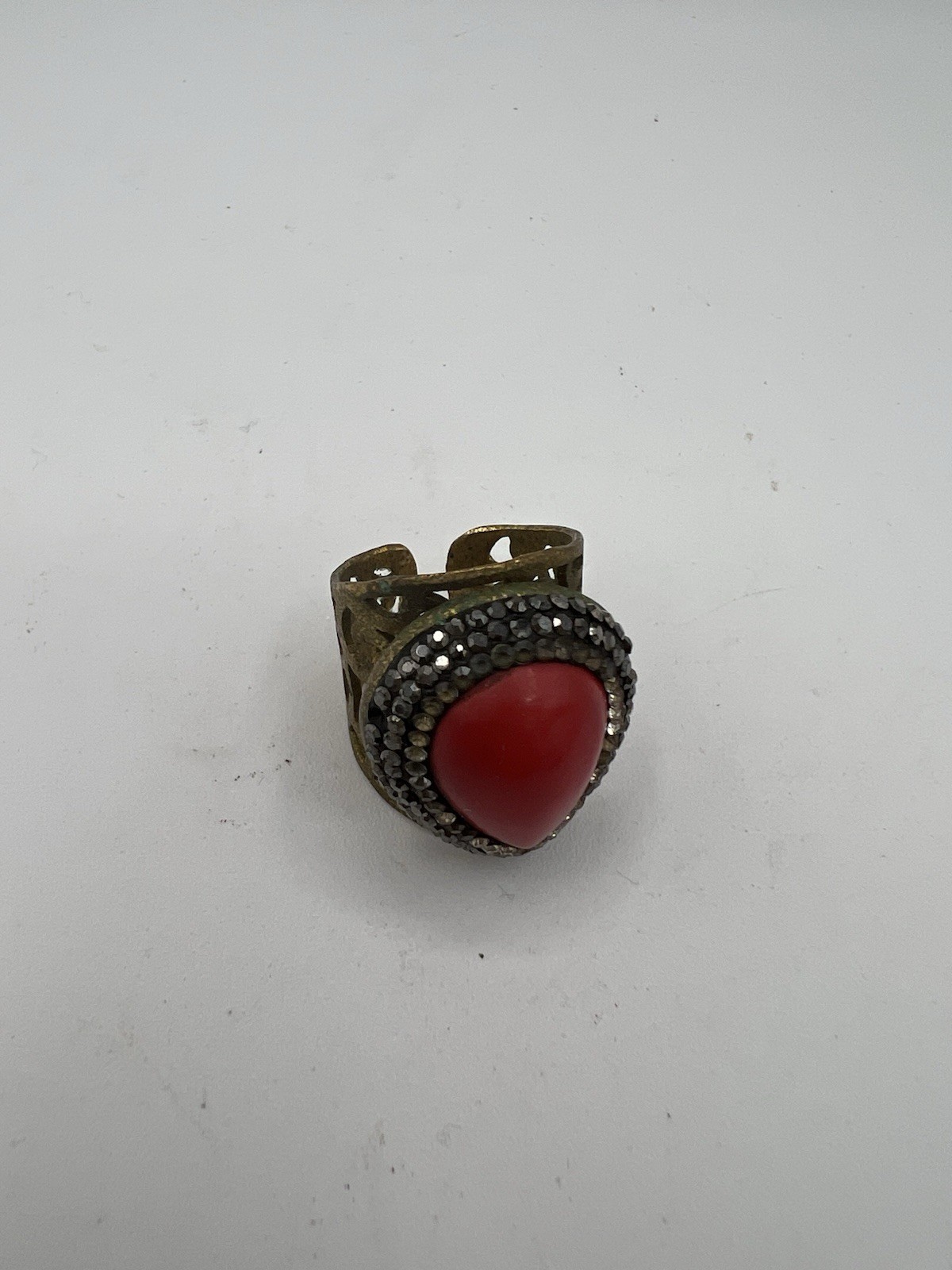 Bold Boho Red Teardrop Statement Ring - Adjustabl… - image 6