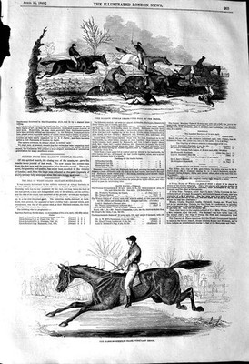 Original alter antiker Druck 1845 Egge Steeple Chase Pferderennen Jocke viktorianisch