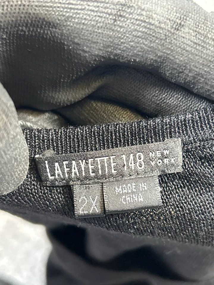 Lafayette 148 Tank Top Womens 2x Black Linen Silk Pullover - Image 3 of 4