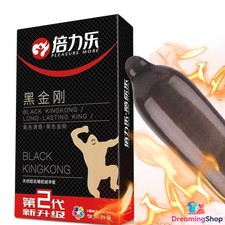 10Pcs/Box Black Latex Condoms Ultra Thin Extended Pleasure Extra Time Sex Delay