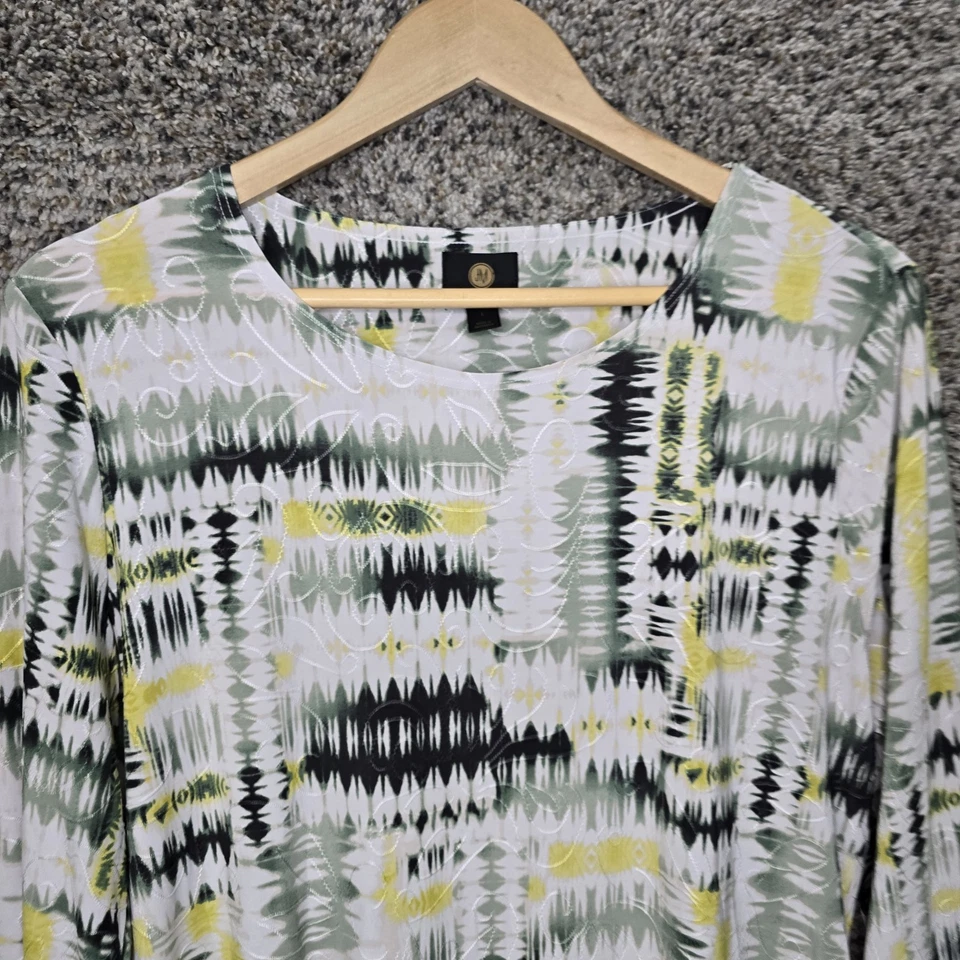 Blusa Top Mujer Colección JM Grande Jacquard Verde Texturizada Cuello Redondo Damas Foto 4 de 4