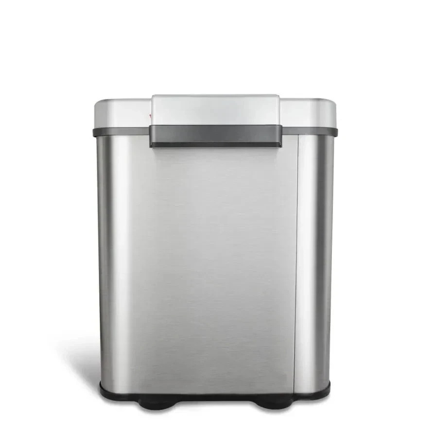 NINESTARS 18 Gallon Dual Compartment Motion Sensor Trash Can DZT-70-11R Silver