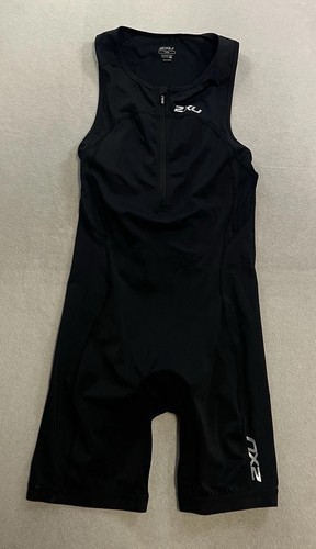 2XU Women/Junior TriSuit Active Front Zip Triathlon Black Sleeveless Skinsuit L