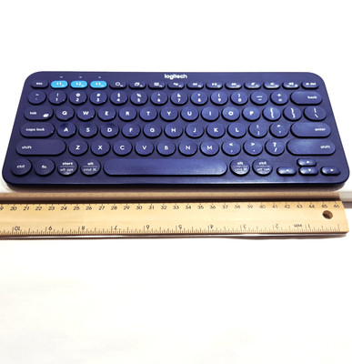 Logitech K380 Bluetooth Keyboard Blue Compact Tested Works Batteries not includt