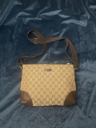 Borsa a tracolla Gucci beige marrone GG