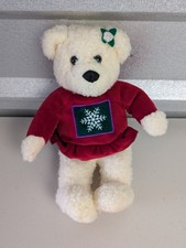 Vintage Hallmark White Plush Christmas Bear Red Snowflake Sweater Magnet Paws