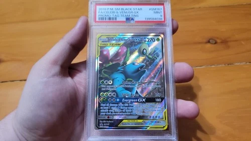 2019 POKEMON TCG SM BLACK STAR PROMO #SM167 FULL ART/CELEBI & VENUSAUR GX PSA 9