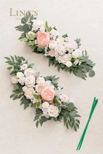 Ling's Moment 2PCS Blush Pink Floral Arch Swags/ Centerpieces Wedding Flowers