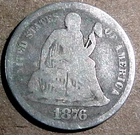 1876-CC SEATED LIBERTY DIME ............MIN. BID .01 & NO RESERVE!