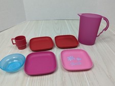 Tupperware tuppertoys mixed lot dishes pitcher plates bowl mug pink red blue