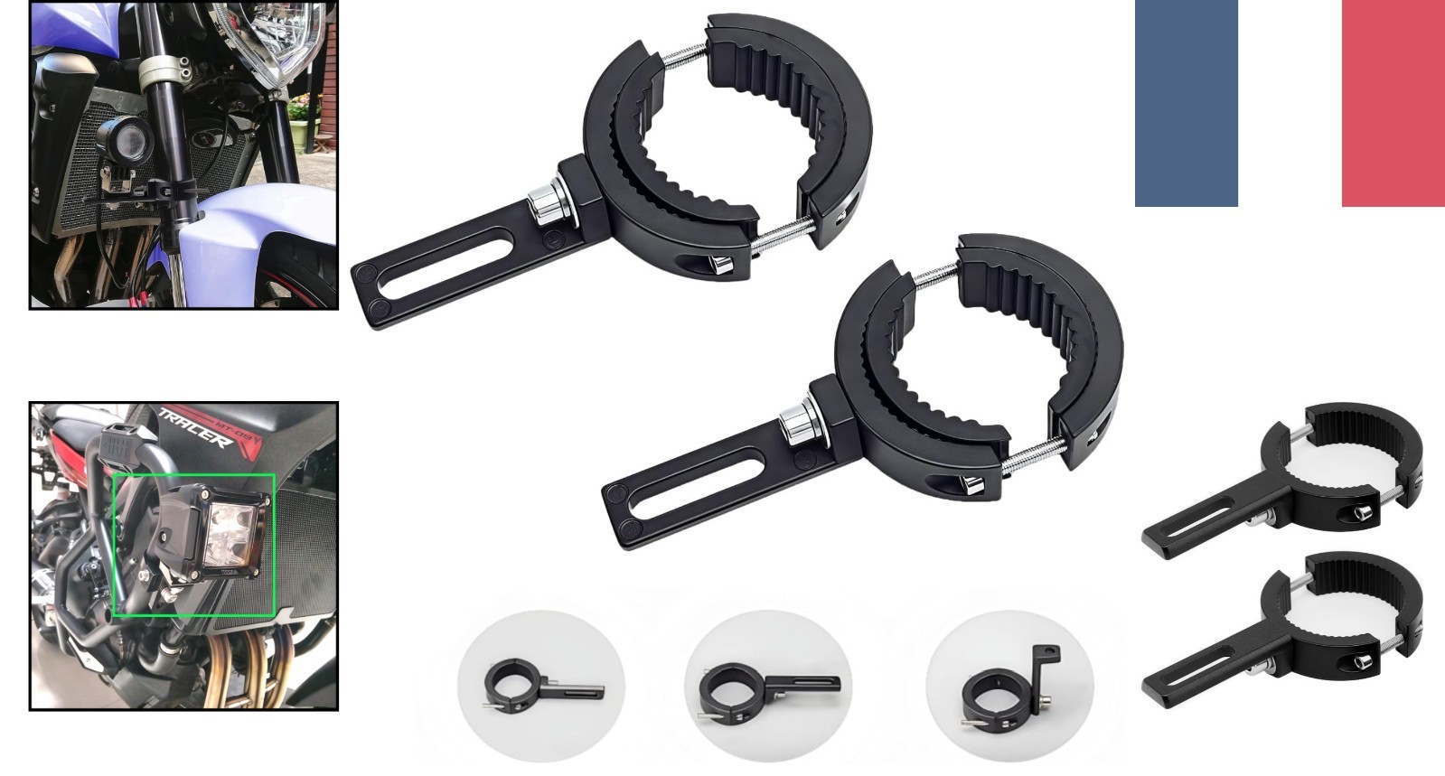 Support antibrouillard moto anti vibration en aluminium pour stabiliser vos feux additionnels