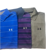 Lot Of  3 Under Armour Loose Heat Gear Men’s Polo Shirts M Medium  Short Sleeve