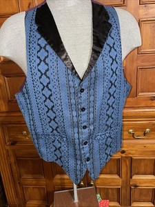 Mens Victorian Style Costume Reenactment Brocade 5 Button Lapel Vest Sz 46