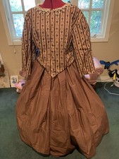Civil War Reenactment Dress Brown/Blue wallpaper Print 7pc Outfit