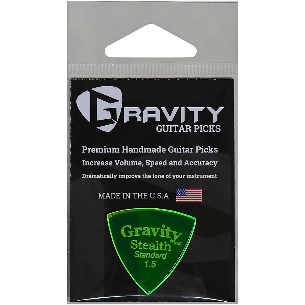 GRAVITY PICKS Stealth Standard Polished Fluorescent Green Guitar Picks 15 mm 2090₽