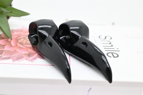 3" Natural Obsidian Carved crow Skull Crystal Raven Crystal Skull Reiki Gift - Picture 10 of 15