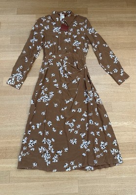 Max Mara Studio silk dress patterned brown size 34/36 New