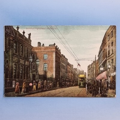Worcester Postkarte um 1910 Guildhall High St Straßenbahn Worcestershire