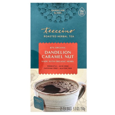 Roasted Herbal Tea, Dandelion Caramel Nut, Caffeine Free, 25 Tea Bags, 5.3 oz