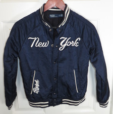Polo Ralph Lauren New York Yankees Satin Jacket Embroidered 10 12 MLB M Baseball