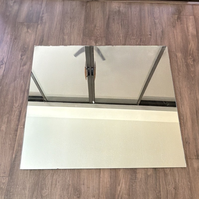 Rectangular Silver Frameless Accent Wall Mirror Horizontal Regular Glass