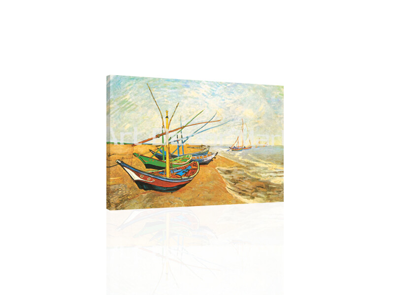 Barcos de pesca en la playa Van Gogh - ARTE DE PARED EN LIENZO O IMPRESO
