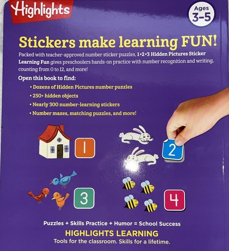 Highlights 1-2-3 Hidden Pictures Sticker Learning Fun-Sticker Learning, 64 pgs - Picture 2 of 5