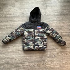 Levi  s Hooded Puffer Coat Jacket Youth Medium 10-12 Yrs Camouflage Black Green