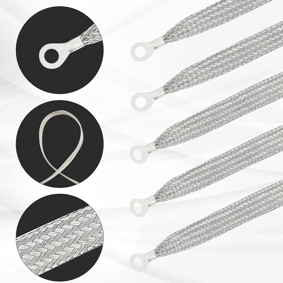 Kit de 5 cables de cobre estañado correa de tierra motor carrocería cortafuegos camión coche camión Foto 4 de 4