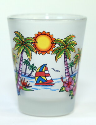CARIBBEAN PARADISE FROSTED CARIBBEAN SHOT GLASS 