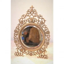 1900s P. E. GUERIN NY antique Brass Tabletop Mirror 1.2kg H13.3in x W9.6in