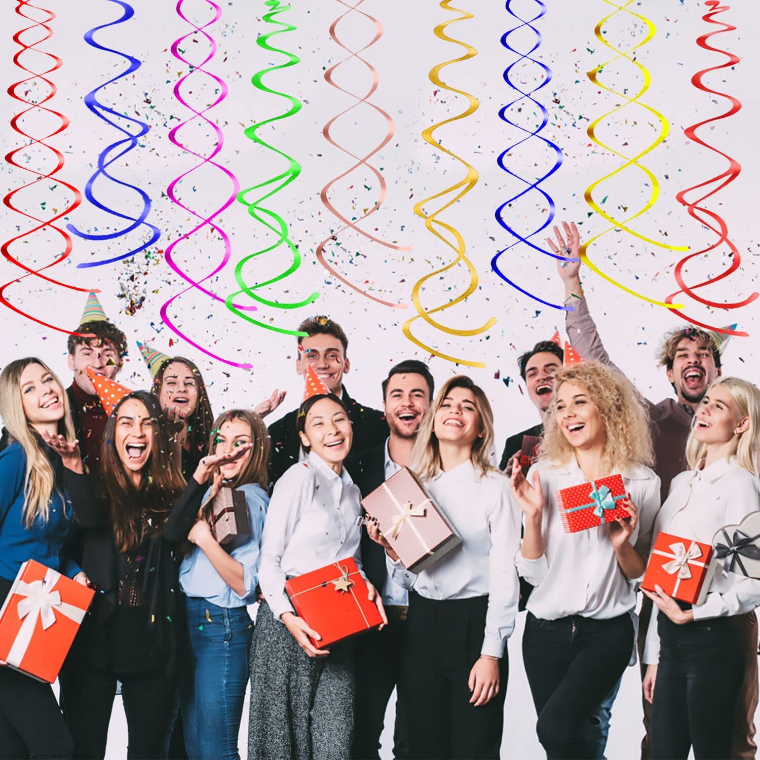 12 Pieces Hanging Swirl Decorations Plastic Streamer Party Swirl Spiral Decor...