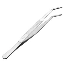 8-Inch Stainless Steel Tweezers with Curved Serrated Tip
