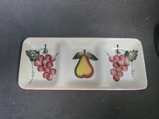   Tuscan Style 3-SECTION RELISH TRAY  Grapes & Pear by Pier One