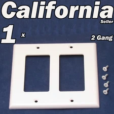 2 Gang Standard Faceplate Wall Plate Cover Switch Outlet White Decora Style