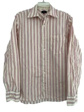 Paul Smith Jeans Men's Medium Striped Long-Sleeve Button Up Shirt White/Rd/Bl