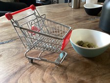 Einkaufswagen Klein,Chrom, Deko, mini Einkaufswagen Geschenkverpackung 15cm hoch