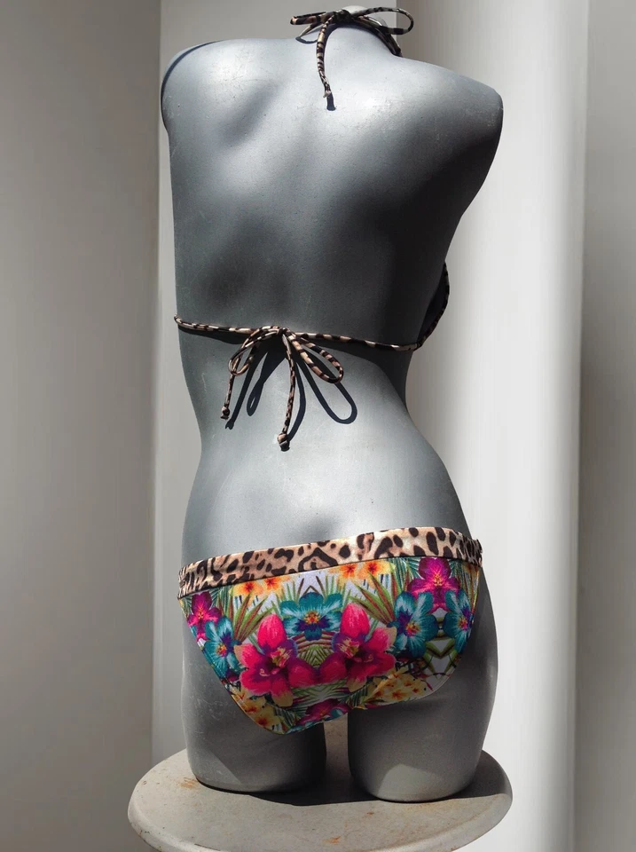 Conjunto de bikini brasileño Victoria's Secret floral de eslabones de cadena M/S EE. UU. Foto 4 de 4