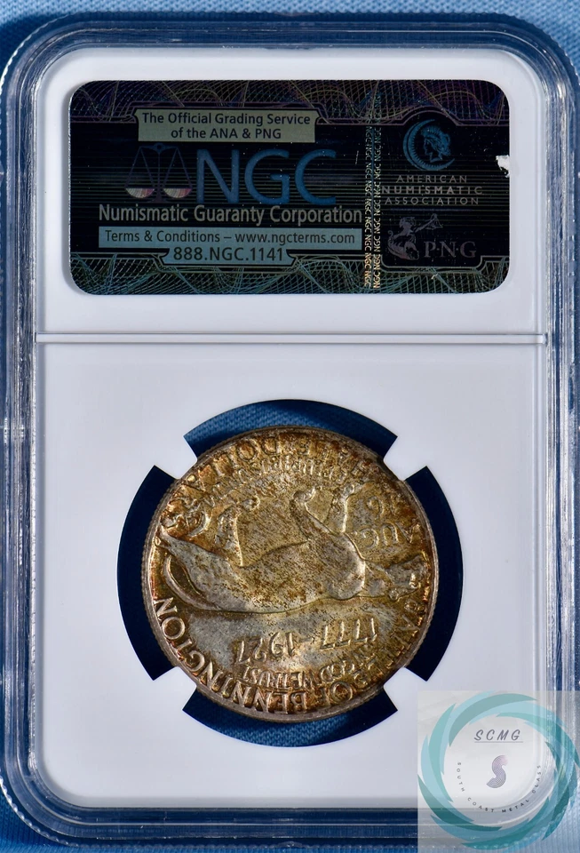 1927 Vermot Commemorative Half Dollar NGC MS 65 w/CAC - Beautifully Toned - Image 3 of 4