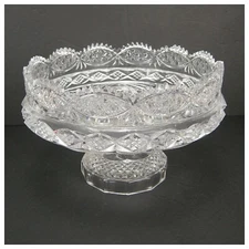Genuine Lead Crystal Compote Dish 10" Sawtooth Pedestal Germany EUC