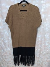 Nene Women's Brown And Black Fringed Tunic Sweater/Mini Dress Size  XS/S