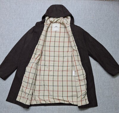 Thomas Burberry Brown Wool Duffle Coat Check Cotton Lined Hooded